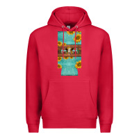 Cardinal mom hereford cattle sunflowers on tooled leather slim can cooler Premium Hoodie - BarkalooDesign