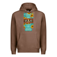 Chestnut mom hereford cattle sunflowers on tooled leather slim can cooler Premium Hoodie - BarkalooDesign