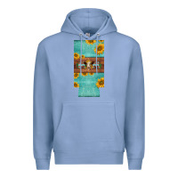 Colony Blue mom hereford cattle sunflowers on tooled leather slim can cooler Premium Hoodie - BarkalooDesign