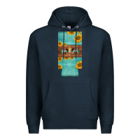Navy mom hereford cattle sunflowers on tooled leather slim can cooler Premium Hoodie - BarkalooDesign