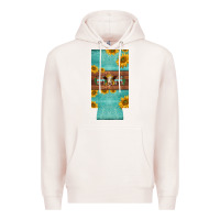 Mom Hereford Cattle Sunflowers On Tooled Leather Slim Can Cooler Premium Hoodie | Teevron
