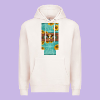Mom Hereford Cattle Sunflowers On Tooled Leather Slim Can Cooler Premium Hoodie Designed By Barkaloodesign
