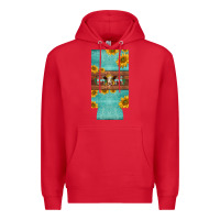 Red mom hereford cattle sunflowers on tooled leather slim can cooler Premium Hoodie - BarkalooDesign
