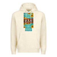 Sandshell mom hereford cattle sunflowers on tooled leather slim can cooler Premium Hoodie - BarkalooDesign