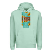 Seafoam mom hereford cattle sunflowers on tooled leather slim can cooler Premium Hoodie - BarkalooDesign