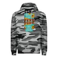 Slate Camo mom hereford cattle sunflowers on tooled leather slim can cooler Premium Hoodie - BarkalooDesign