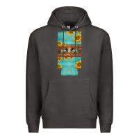 Smoke mom hereford cattle sunflowers on tooled leather slim can cooler Premium Hoodie - BarkalooDesign
