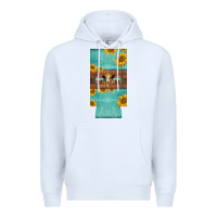 White mom hereford cattle sunflowers on tooled leather slim can cooler Premium Hoodie - BarkalooDesign