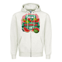 Oatmeal Heather watermelon truck Zipper Hoodie - Zillion Design Studio