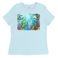 Baby Blue lobster background Ladies Tee - BarkalooDesign