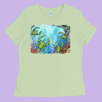 Lobster Background Ladies Tee Designed By Barkaloodesign