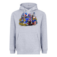 Heather Grey 4th of July gnomes with truck Heavyweight Hoodie - CowGirlArtShop