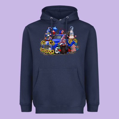 4th Of July Gnomes With Truck Heavyweight Hoodie Designed By Cowgirlartshop