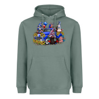 Sage 4th of July gnomes with truck Heavyweight Hoodie - CowGirlArtShop