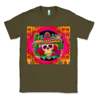 Army Green mexican skull Classic Tee - Zillion Design Studio