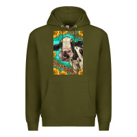 Army Green Western Holstein Cow Premium Hoodie - LillyAllenDesigns