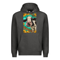 Charcoal Heather Western Holstein Cow Premium Hoodie - LillyAllenDesigns