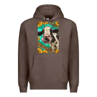 Coffee Western Holstein Cow Premium Hoodie - LillyAllenDesigns