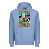 Colony Blue Western Holstein Cow Premium Hoodie - LillyAllenDesigns
