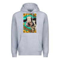 Heather Grey Western Holstein Cow Premium Hoodie - LillyAllenDesigns