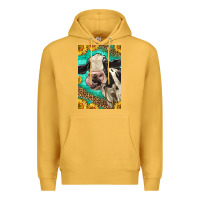 Mustard Western Holstein Cow Premium Hoodie - LillyAllenDesigns