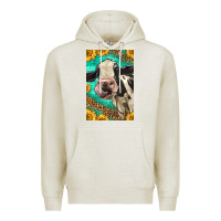 Oatmeal Heather Western Holstein Cow Premium Hoodie - LillyAllenDesigns