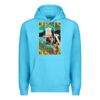 Ocean Blue Western Holstein Cow Premium Hoodie - LillyAllenDesigns