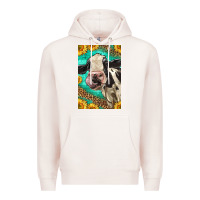 Pale Pink Western Holstein Cow Premium Hoodie - LillyAllenDesigns