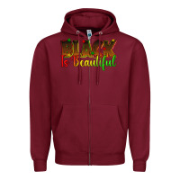 Burgundy black is beautiful juneteenth Zipper Hoodie - texasbilliewilder
