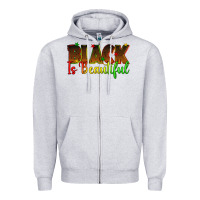 Heather Grey black is beautiful juneteenth Zipper Hoodie - texasbilliewilder