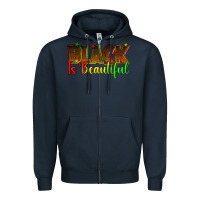Navy black is beautiful juneteenth Zipper Hoodie - texasbilliewilder