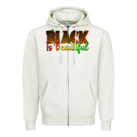 Oatmeal Heather black is beautiful juneteenth Zipper Hoodie - texasbilliewilder