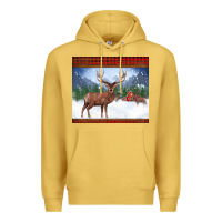 Antique Gold christmas reindeer red barn country farm christmas Premium Hoodie - BarkalooDesign