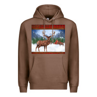 Chestnut christmas reindeer red barn country farm christmas Premium Hoodie - BarkalooDesign