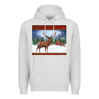 Dove Grey christmas reindeer red barn country farm christmas Premium Hoodie - BarkalooDesign