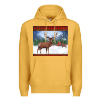 Mustard christmas reindeer red barn country farm christmas Premium Hoodie - BarkalooDesign