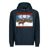 Navy christmas reindeer red barn country farm christmas Premium Hoodie - BarkalooDesign