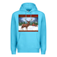 Ocean Blue christmas reindeer red barn country farm christmas Premium Hoodie - BarkalooDesign