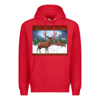 Red christmas reindeer red barn country farm christmas Premium Hoodie - BarkalooDesign