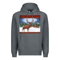 Rock christmas reindeer red barn country farm christmas Premium Hoodie - BarkalooDesign