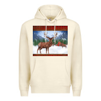 Sandshell christmas reindeer red barn country farm christmas Premium Hoodie - BarkalooDesign