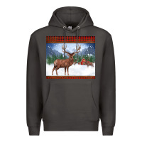 Smoke christmas reindeer red barn country farm christmas Premium Hoodie - BarkalooDesign