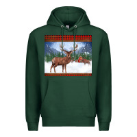 Sports Green christmas reindeer red barn country farm christmas Premium Hoodie - BarkalooDesign