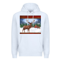 White christmas reindeer red barn country farm christmas Premium Hoodie - BarkalooDesign