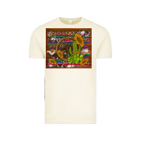 Vintage Arctic cactus and sunflowers with old wheel serape leopard cowhide background Vintage Tee - Artiststas