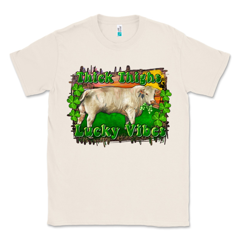 Thick Thighs Lucky Vibes Charolais Bull Classic Tee by RanaPortraitStore | Teevron