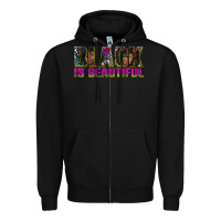 Black black is beautiful neon Zipper Hoodie - texasbilliewilder