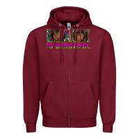 Burgundy black is beautiful neon Zipper Hoodie - texasbilliewilder