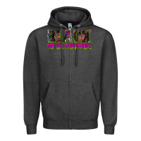 Charcoal Heather black is beautiful neon Zipper Hoodie - texasbilliewilder