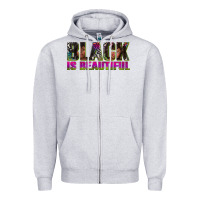 Heather Grey black is beautiful neon Zipper Hoodie - texasbilliewilder
